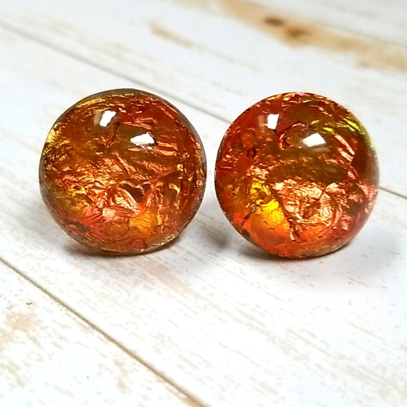 Vintage Mid Century Screw Back Foiled Lucite Acrylic Earrings - Picture 6 of 10